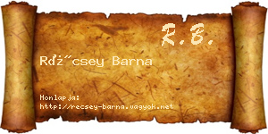 Récsey Barna névjegykártya